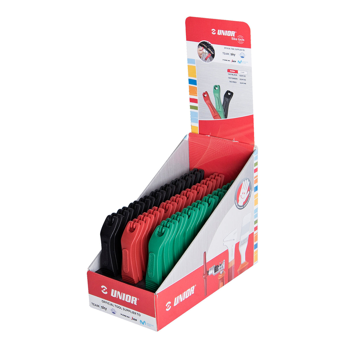 UNIOR Set Of Tyre Levers In A Box, 27 Pairs - Red