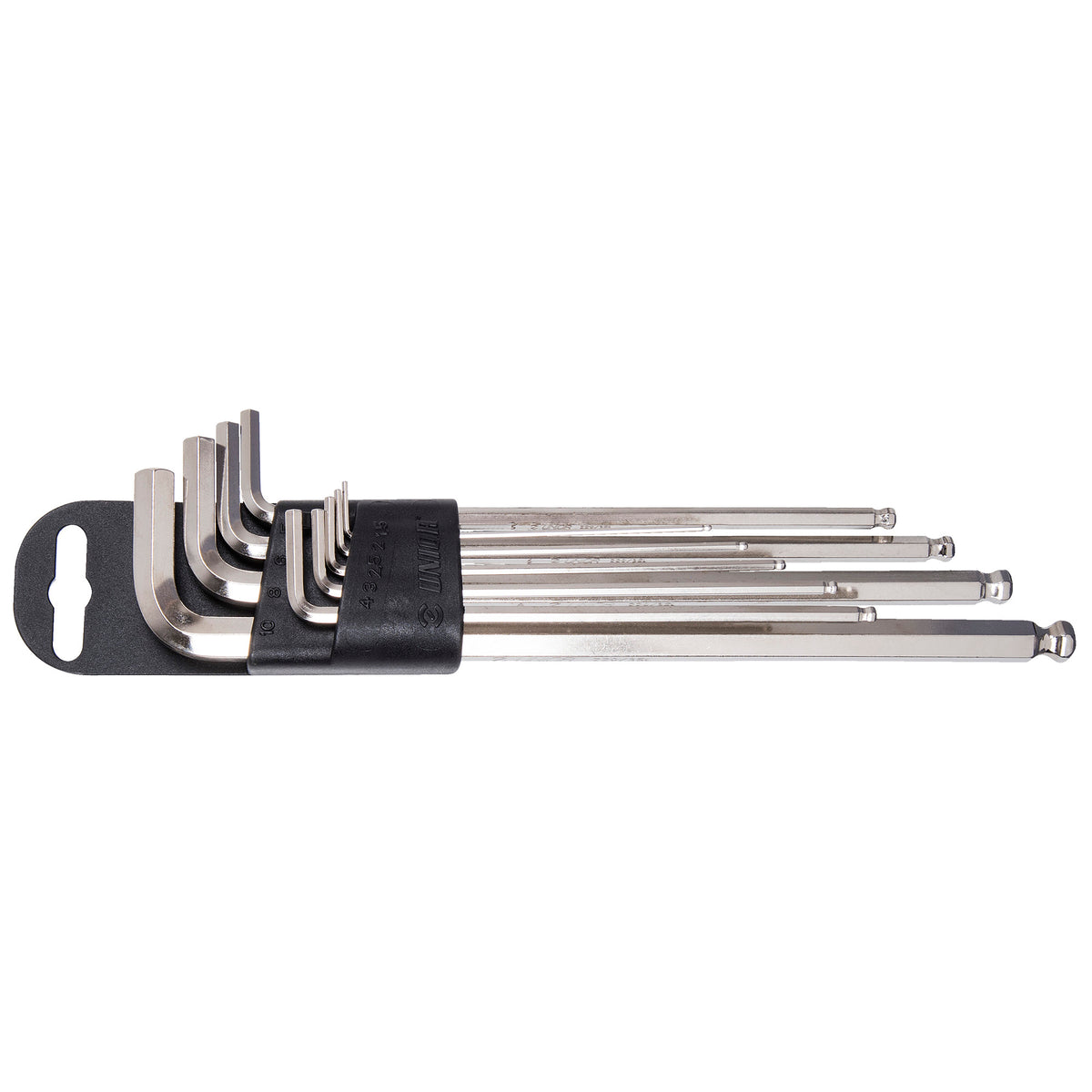 UNIOR Set Of Ball End Hexagon Wrenches, Long Type On Plastic Clip - Red - 1,5 - 10MM