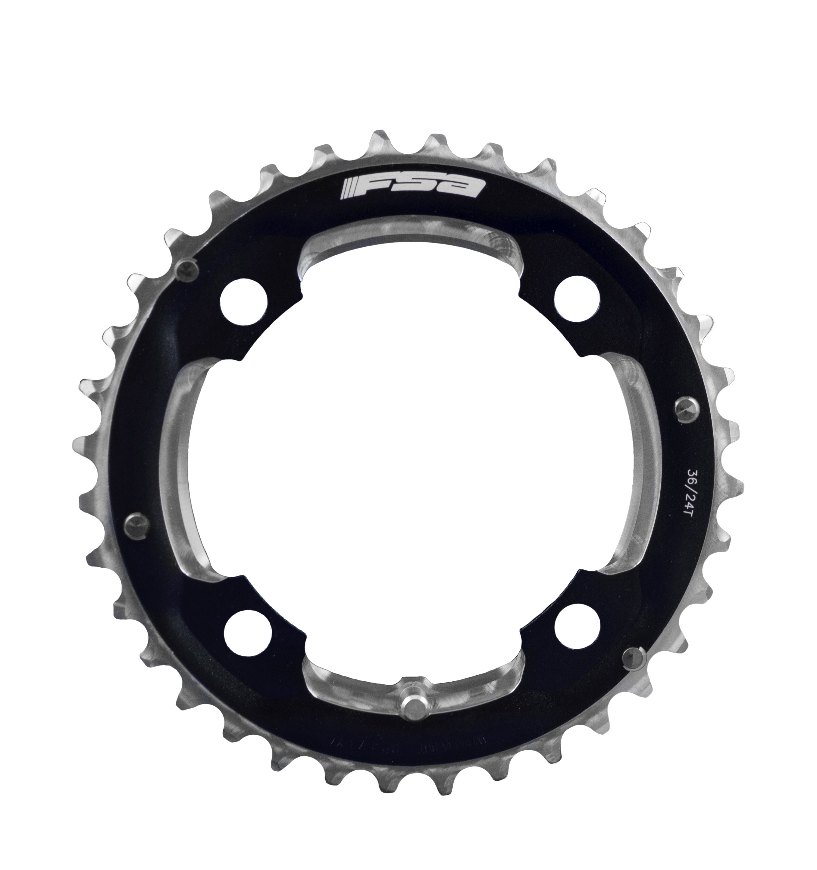 Alloy MTB Chainring (2x10, 104x36T, Black, 4h, 12mm Pin)