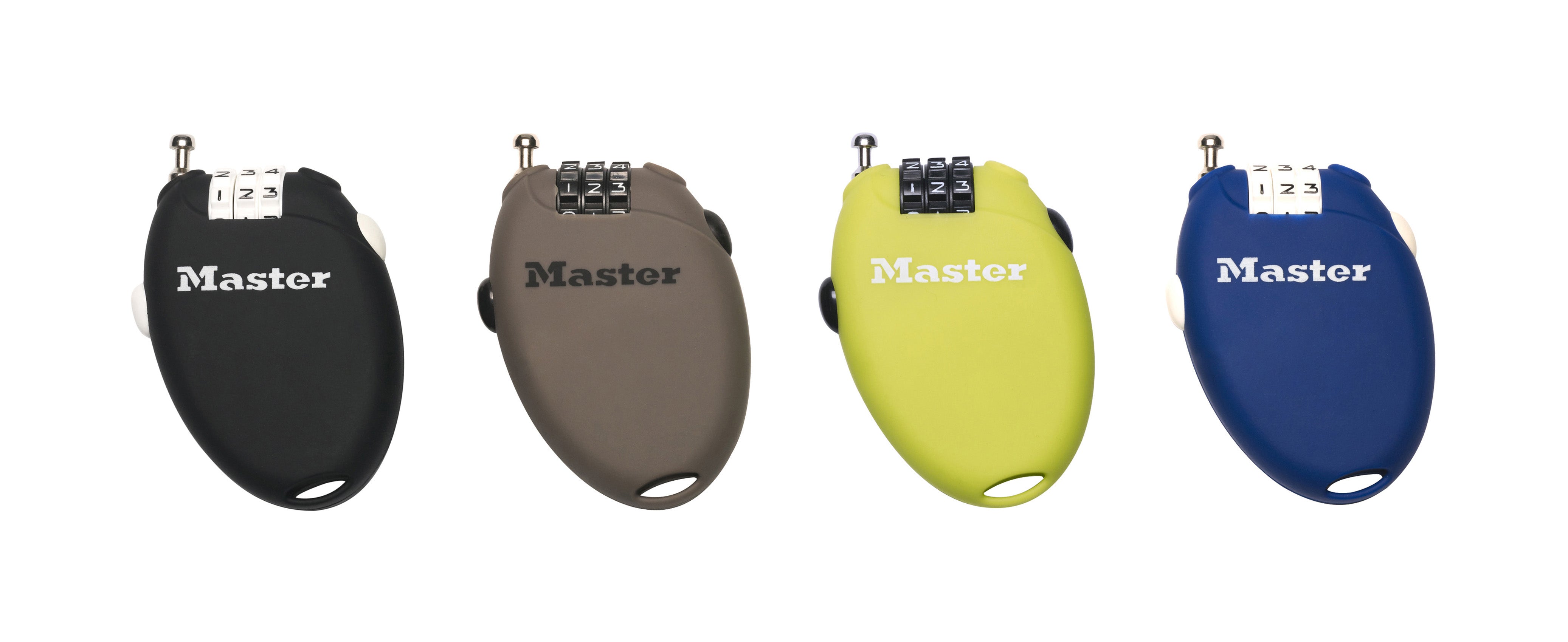 4x Master Lock Retractable Cable Lock 70cm [4603] Coloured