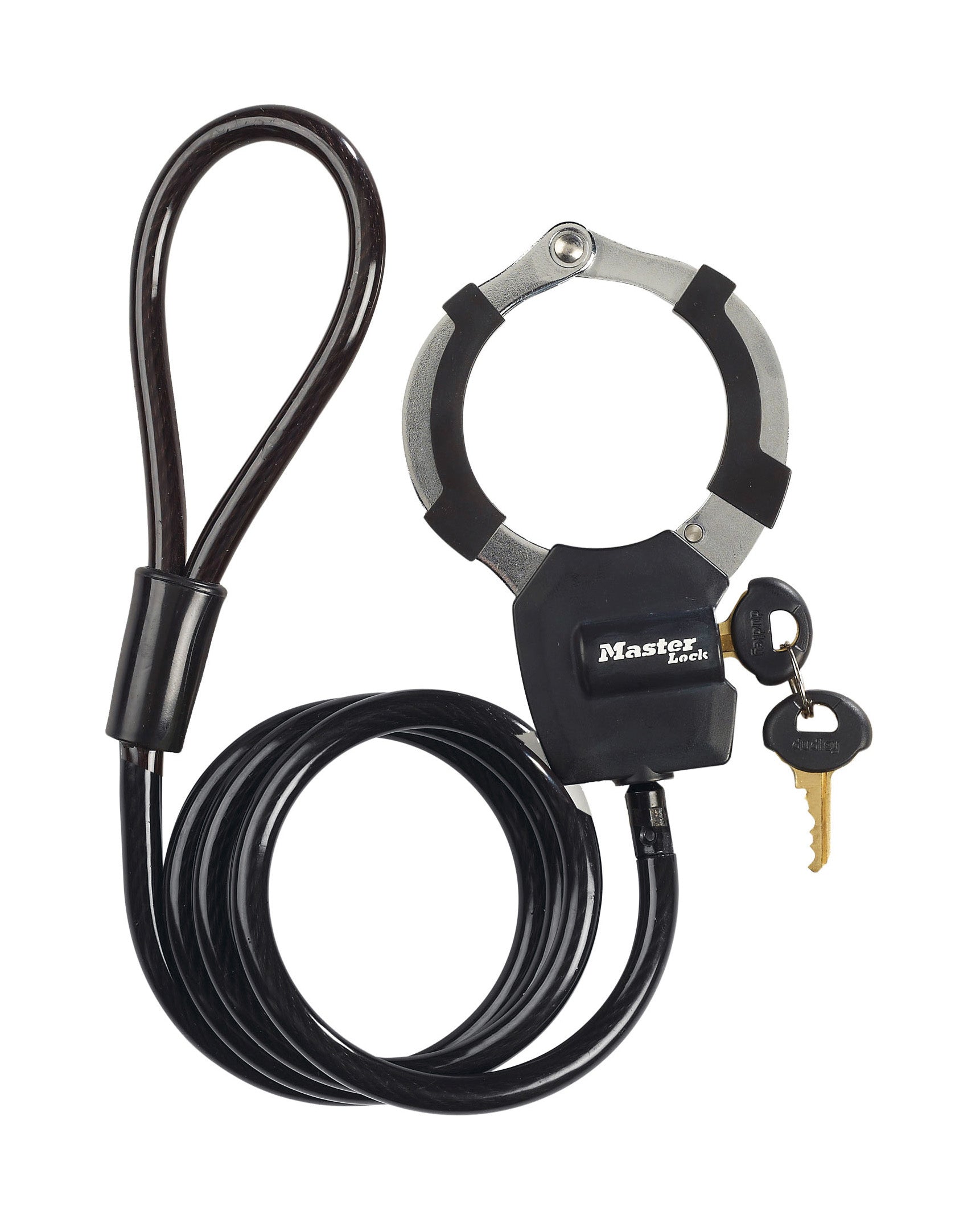 1x Master Lock Street Cuff + Cable Black 8mm x 1m Key [8275]