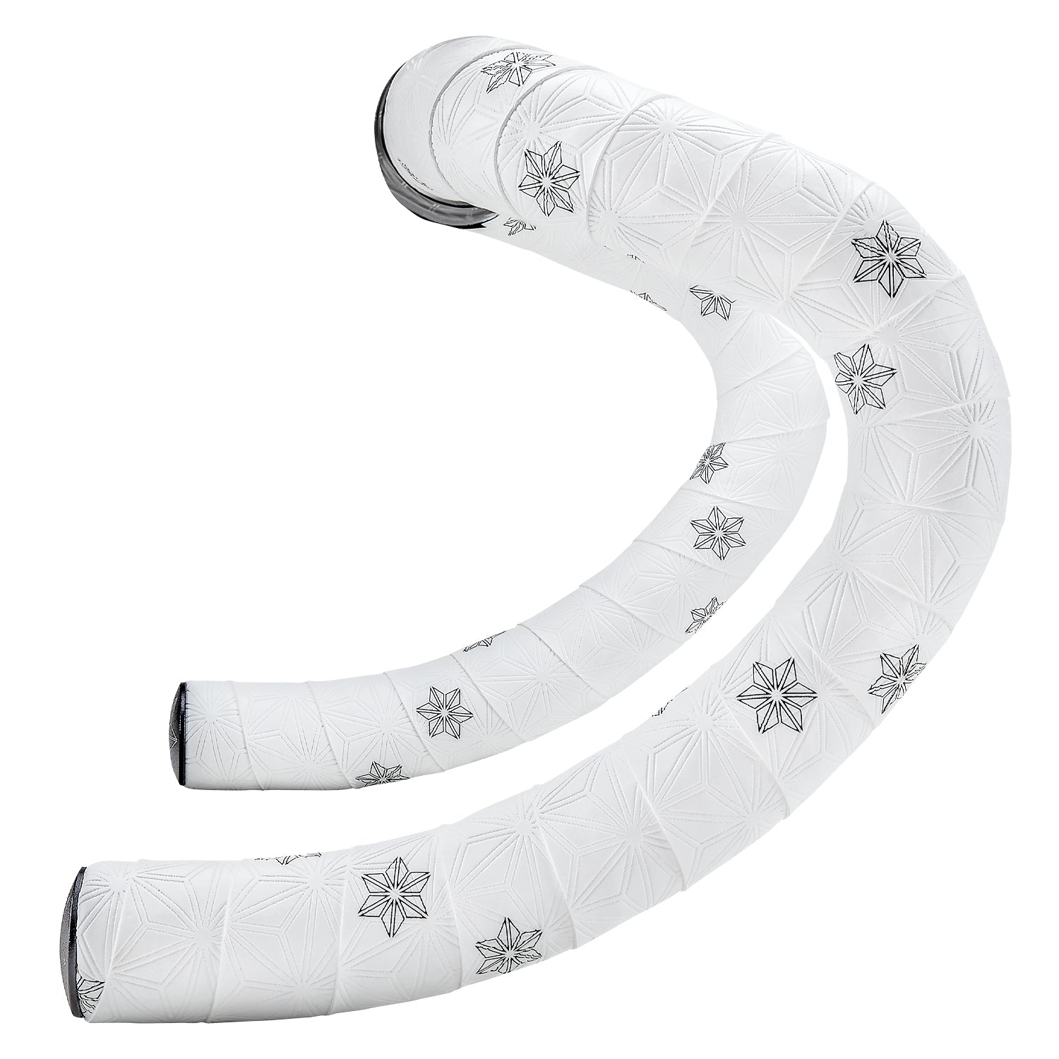 Supacaz Sticky Kush Galaxy Bar Tape: WHITE WITH BLACK STARS + ANO BLACK PLUGS