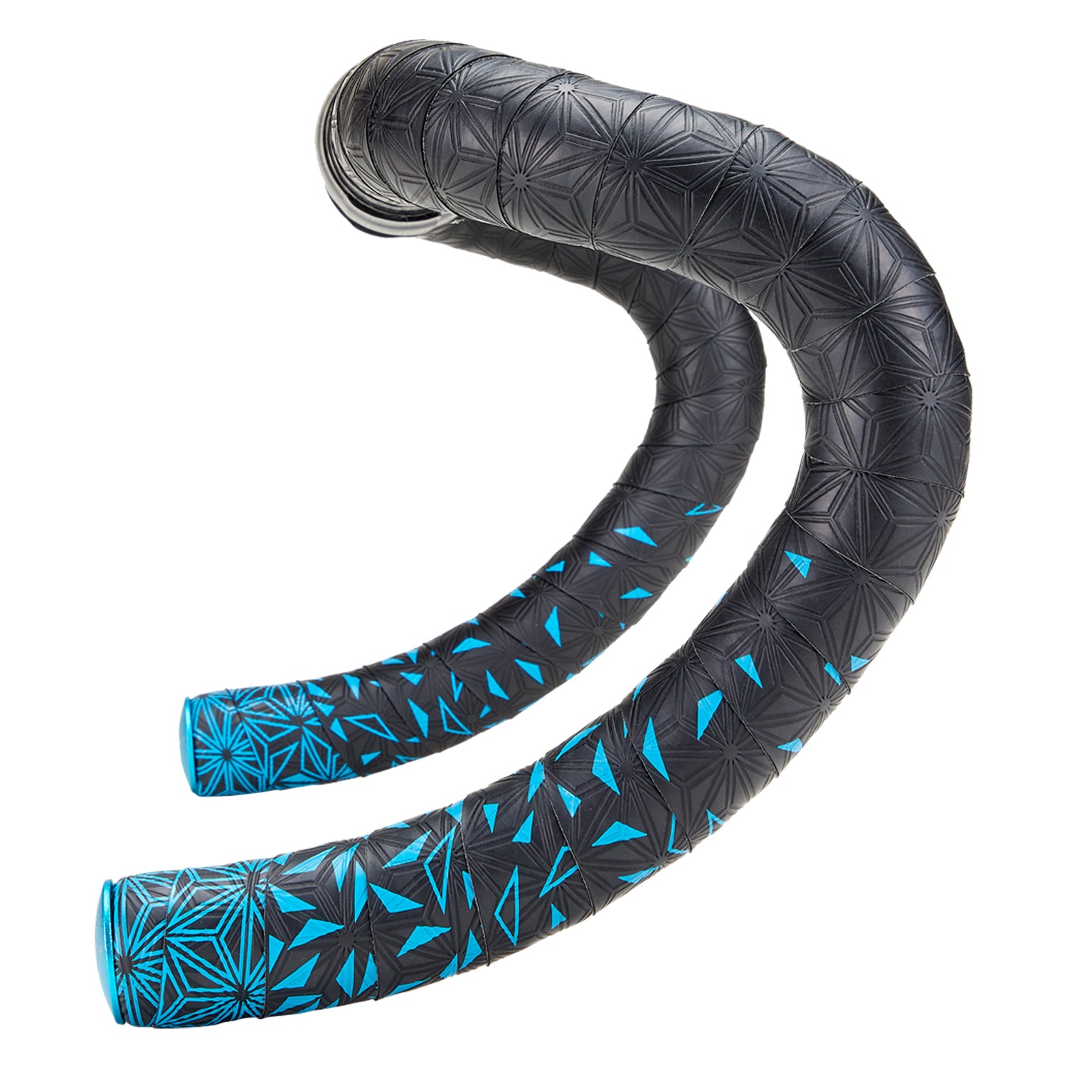 Supacaz Sticky Kush Star Fade Bar Tape: NEON BLUE + ANO BLUE PLUGS
