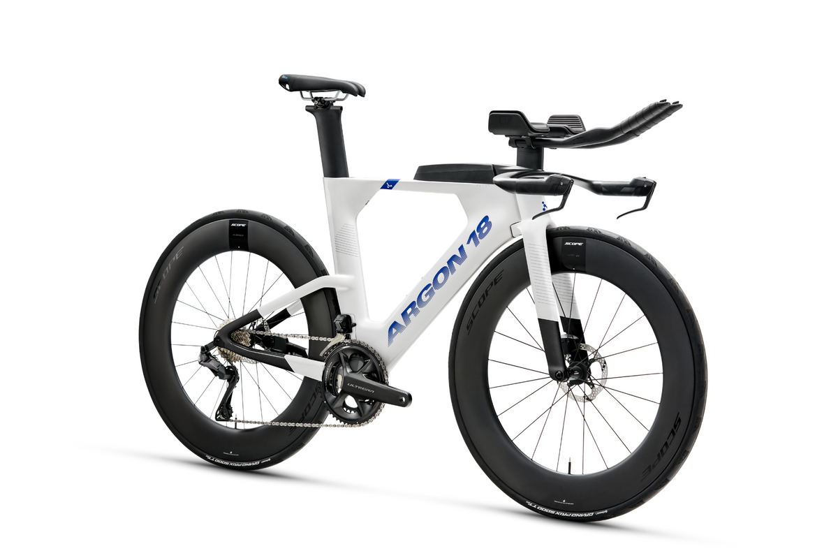 Argon 18 E-119 Tri+ Disc Shimano Ultegra Di2 – Titanium White / Purple Shift Gloss