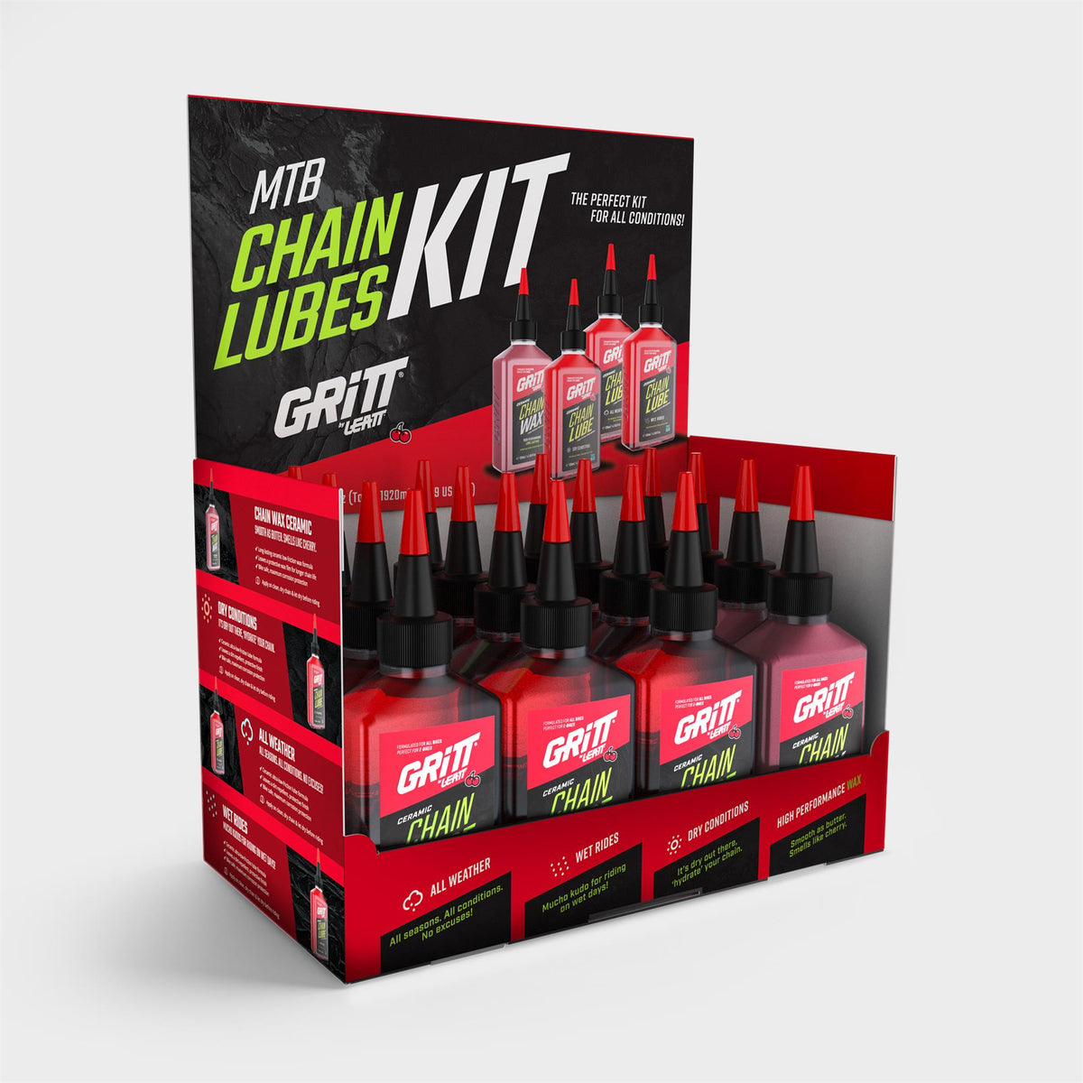 GRiTT Countertop Dealer Kit MTB Chain Lubes 4x4 - 120ML