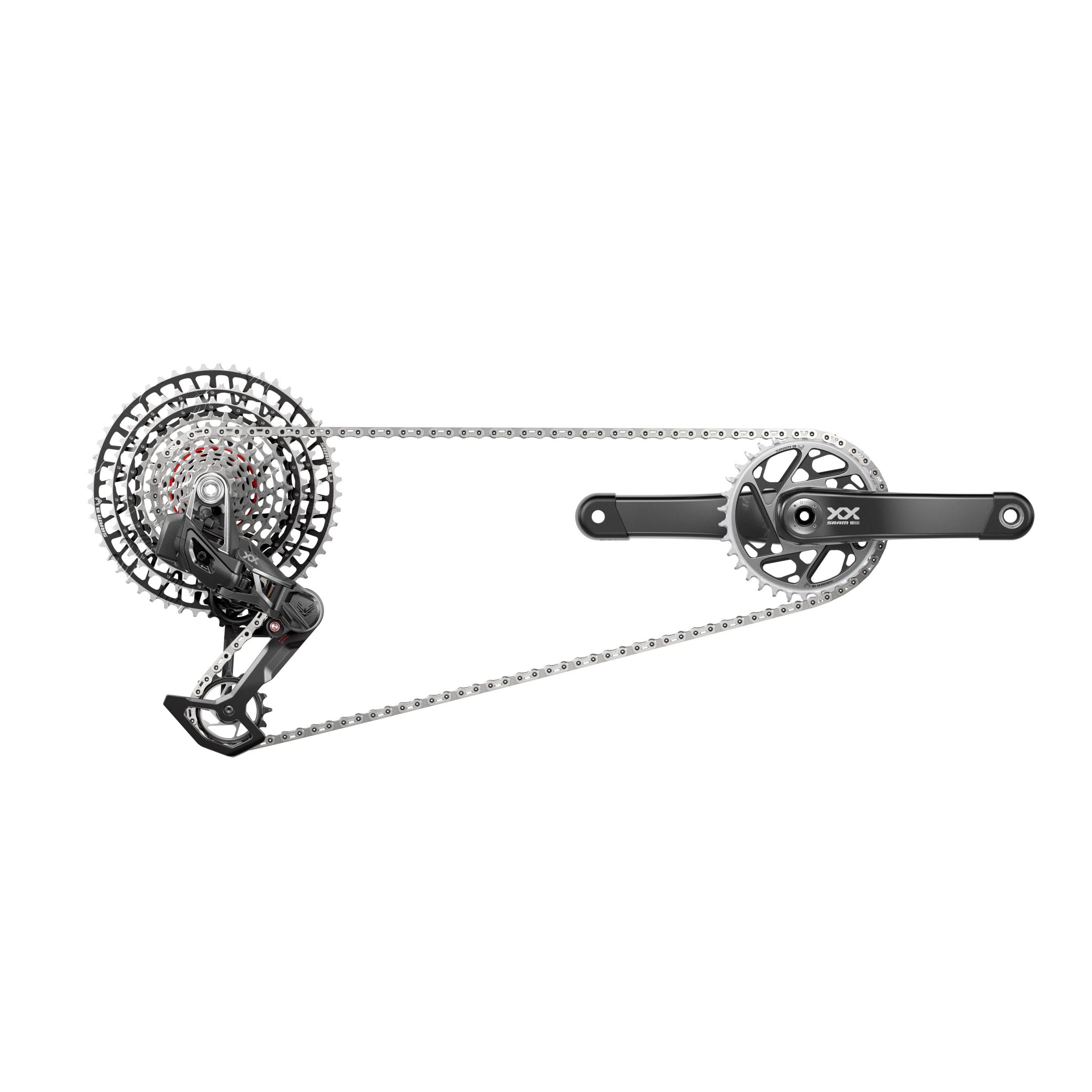 SRAM XXSL T-Type Eagle Transmission Powermeter AXS Groupset (RD W/Battery/Charger/Cord, EC Pod Ult, PM Spider XXSL Q174 55mm Chainline Dub W/DM 34T CR, CN 126L, CS XS-1299 10-52T) 2023:  175MM
