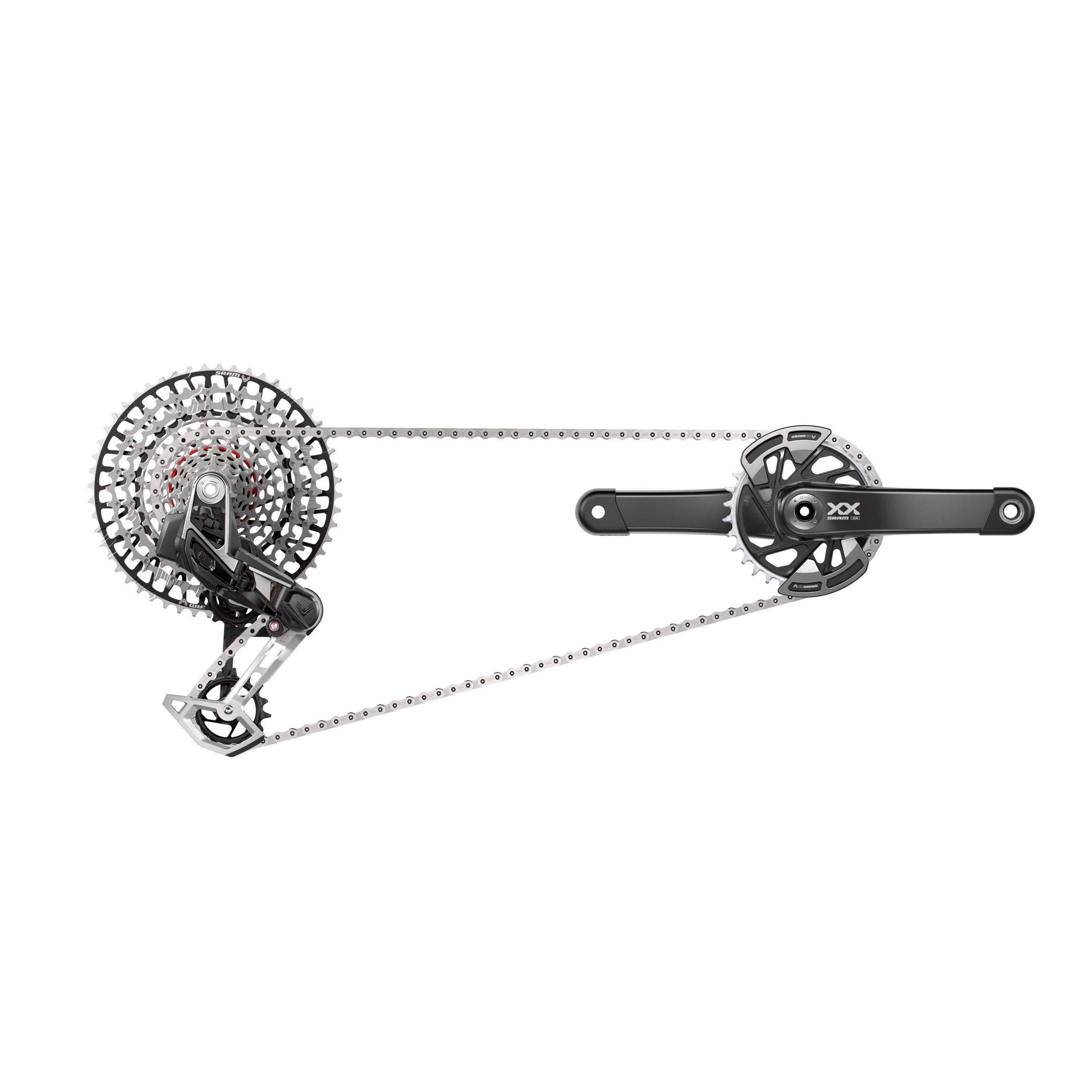 SRAM XX T-Type Eagle Transmission AXS Groupset (RD W/Battery/Charger/Cord, EC Pod Ult, FC XX Q174 55mm Chainline Dub MTB Wide W/DM 32T CR W/2 Guards, CN 126L, CS XS-1297 10-52T) 2023:  175MM