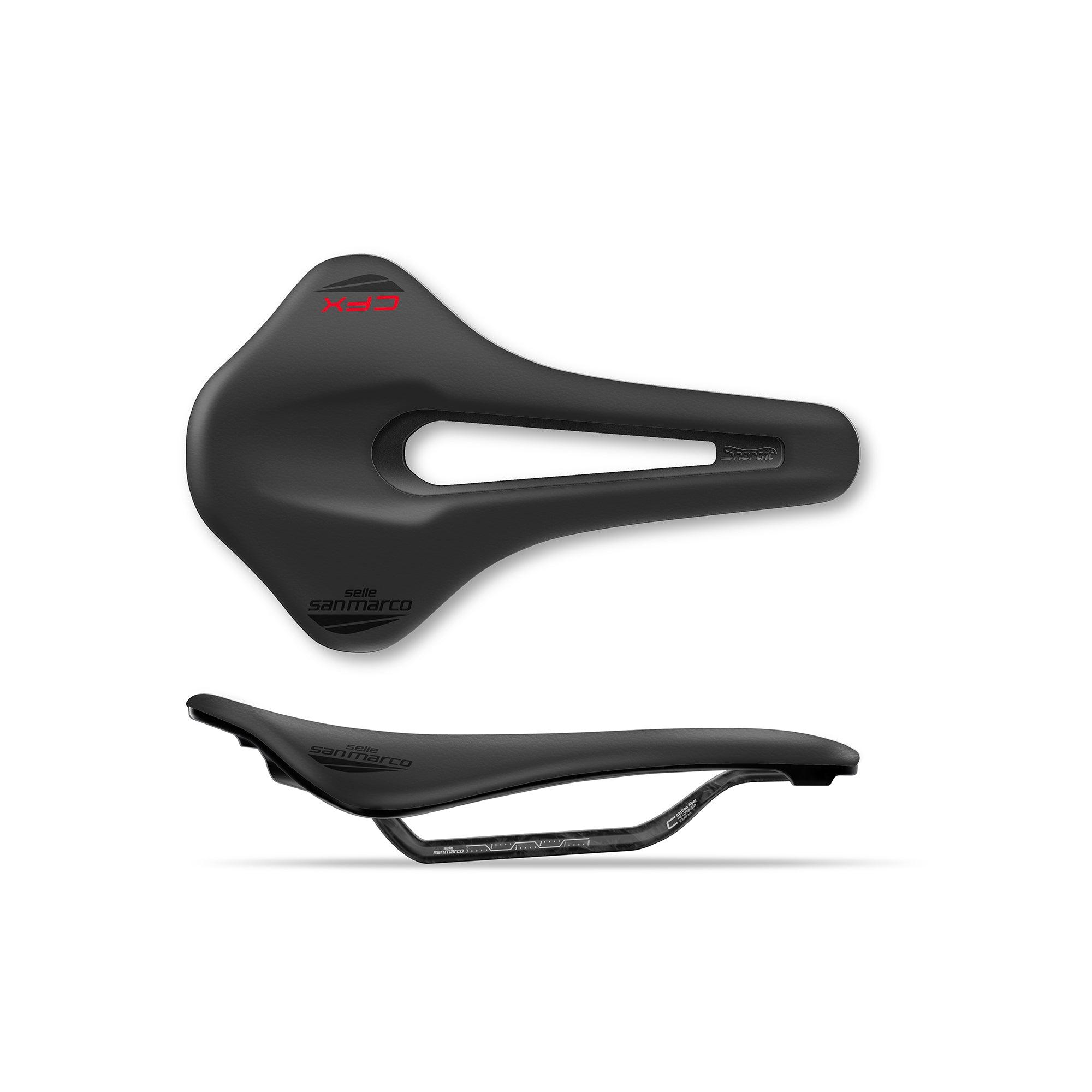 Selle San Marco Shortfit 2.0 Carbon FX Saddle: BLACK/BLACK WIDE (L3)