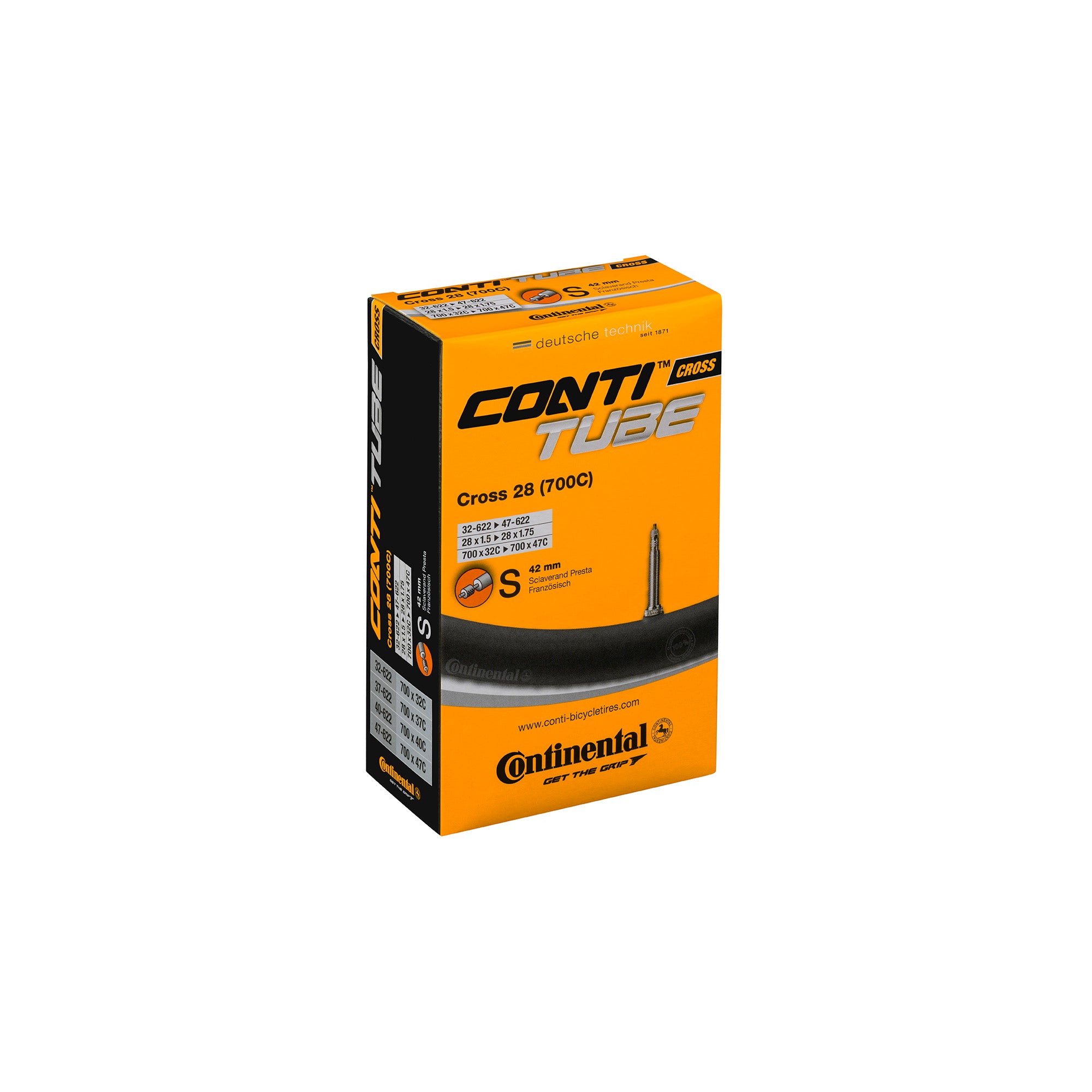 Continental Cross Tube - Presta 42mm Valve: BLACK 700X32-47C