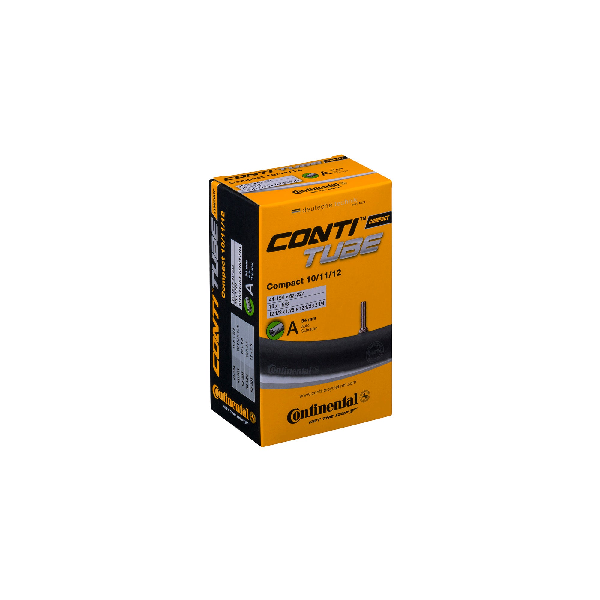 Continental Compact Tube - Schrader 34mm Valve: BLACK 20X1.90-2.50"
