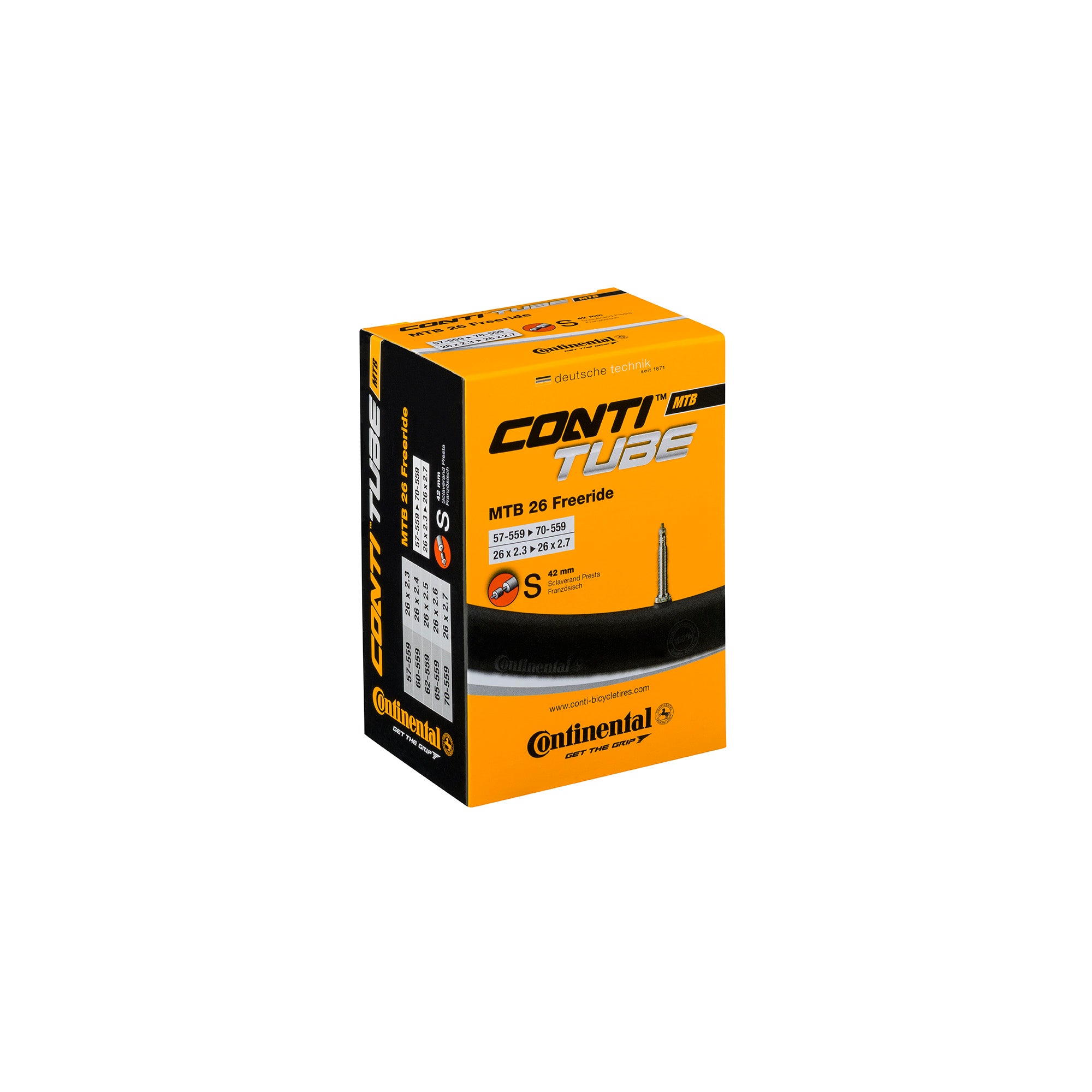 Continental MTB Tube Freeride - Presta 42mm Valve: BLACK 26X2.30-2.70"