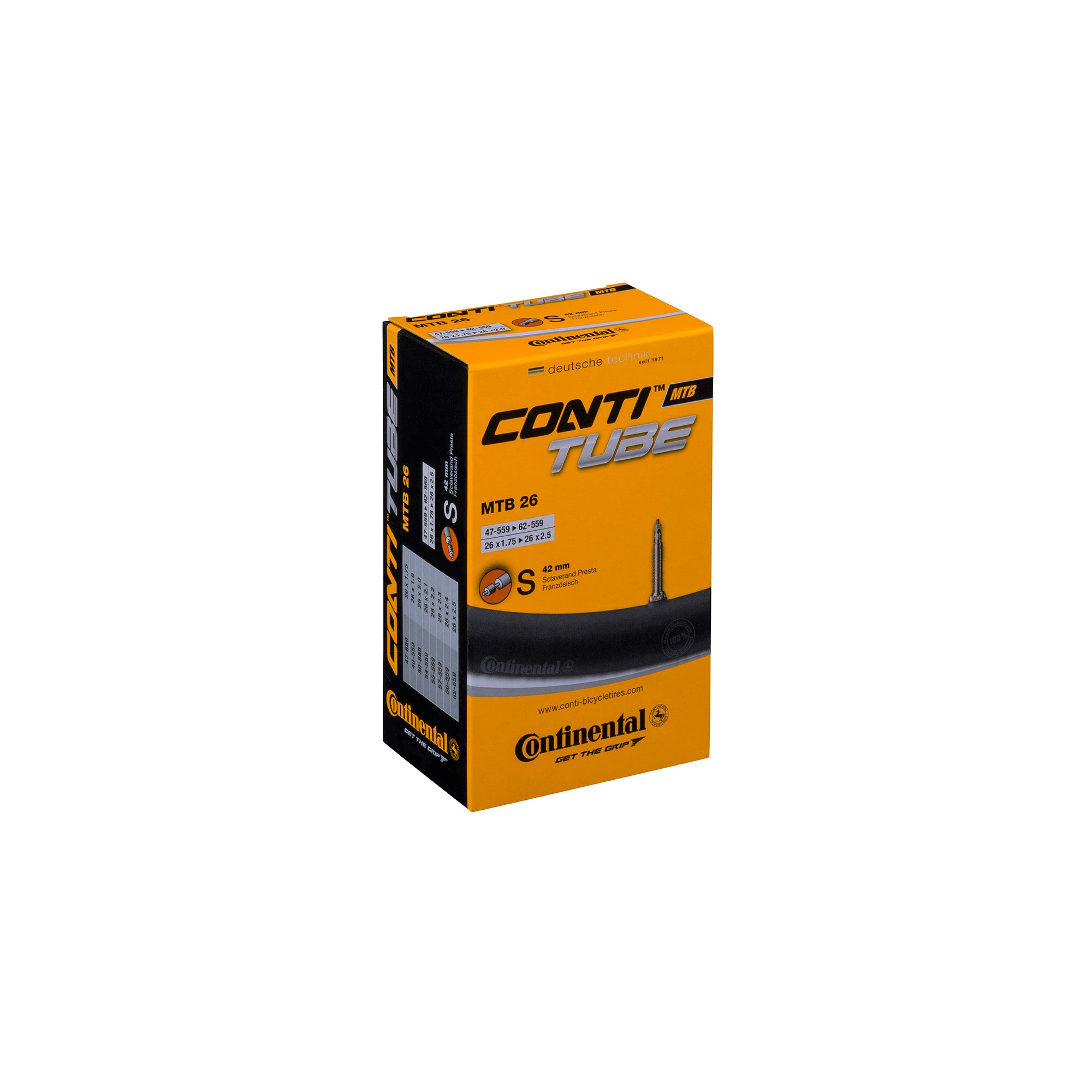 Continental MTB Tube - Presta 42mm Valve: BLACK 27.5X1.75-2.50"