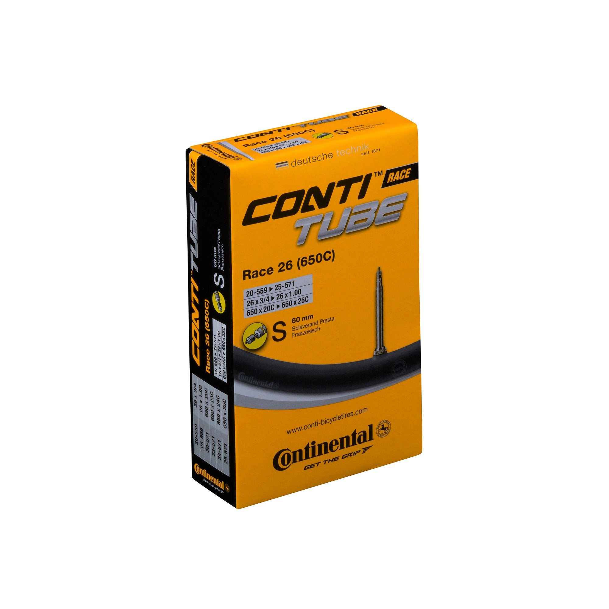 Continental Race Tube - Presta 60mm Valve: BLACK 700X25-32C