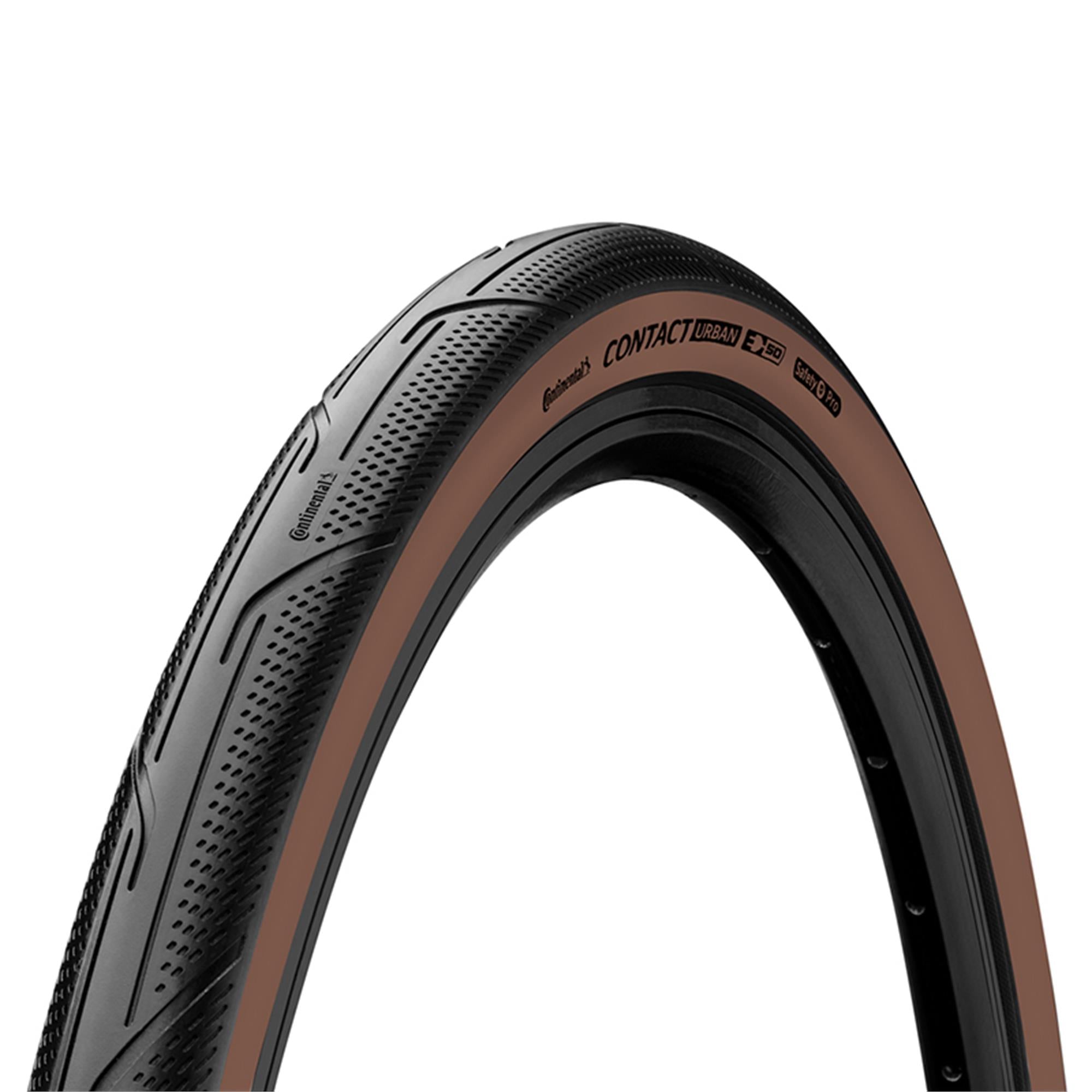 Continental Contact Urban Foldable Tyre: BLACK/BROWN 16X1.35"