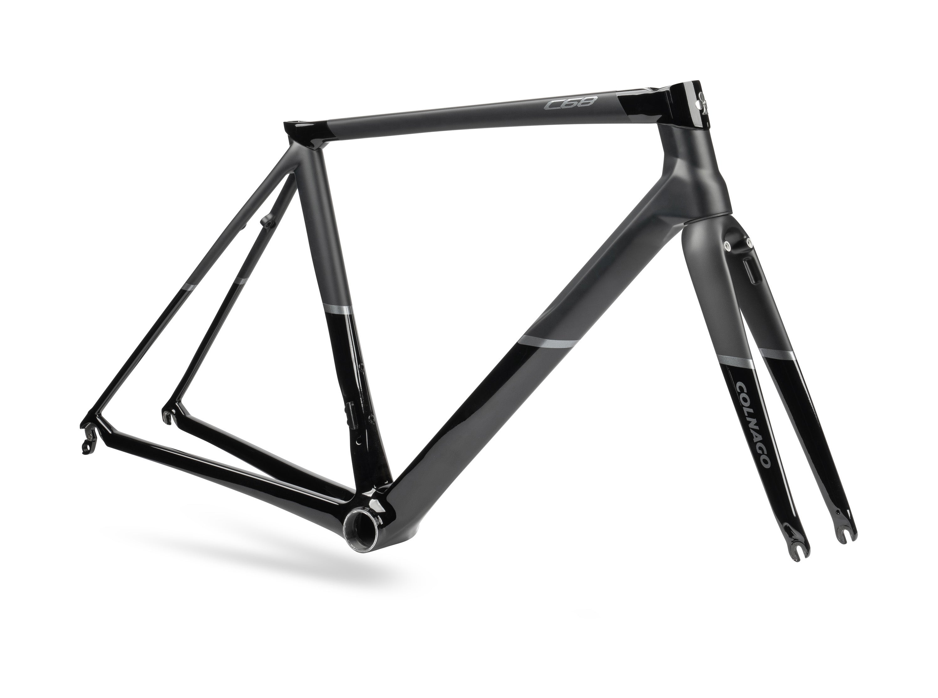 C68-Ti Rim Brake Carbon Road Frame Set Black Silver