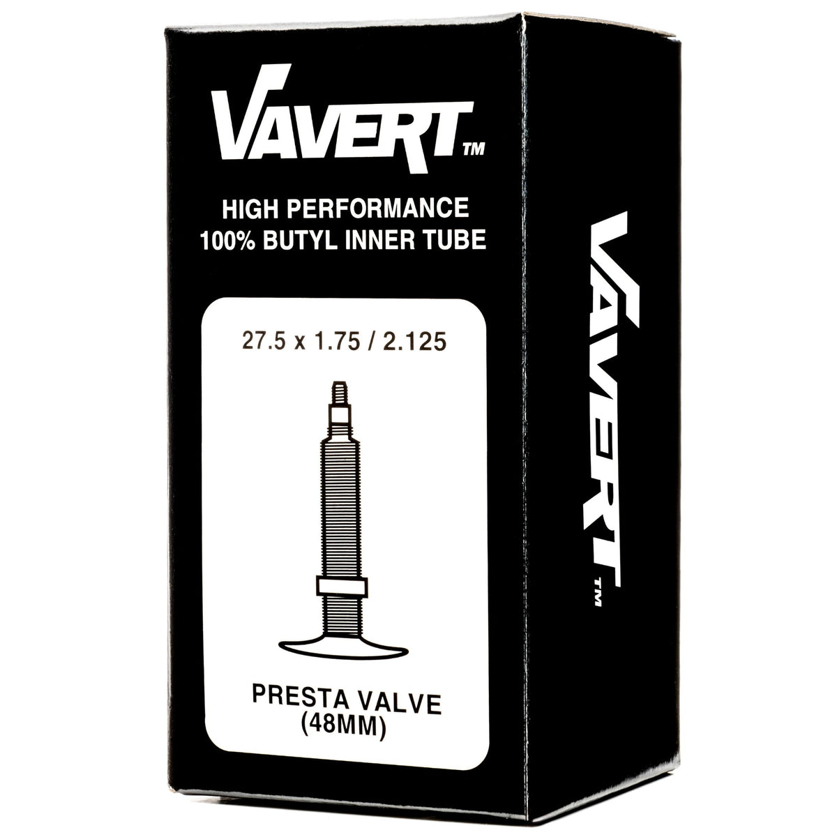 VAVERT Inner Tube 27.5x1.75/2.125 Presta Valve (48mm) - Black - 27.5X1.75/2.125"