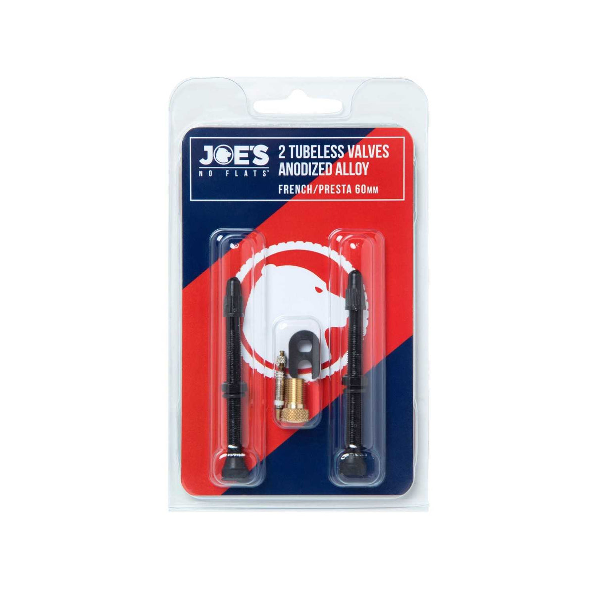 Joe's No Flats Tubeless Anodized Black Presta Valves (Pair) 60mm