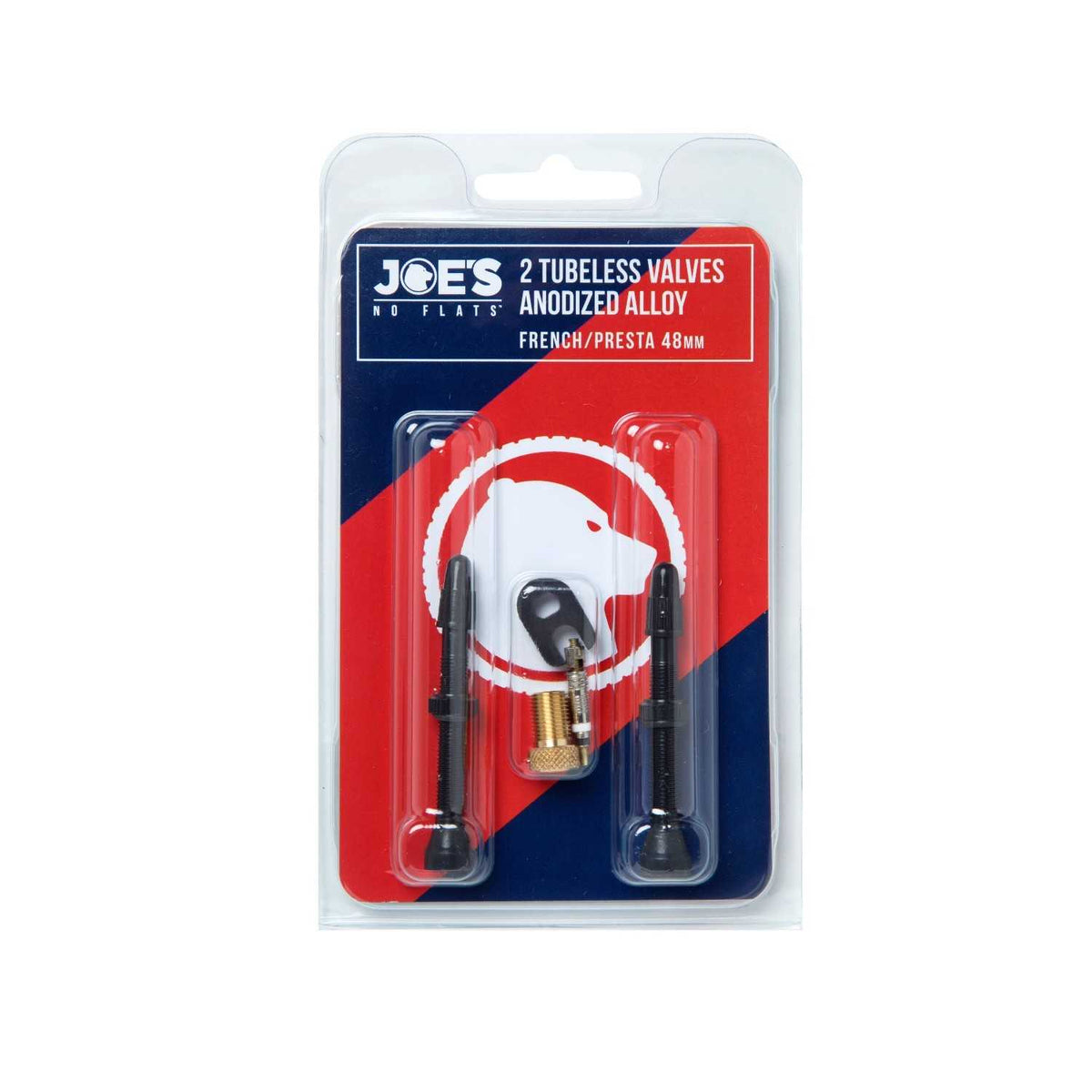 Joe's No Flats Tubeless Anodized Black Presta Valves (Pair) 48mm